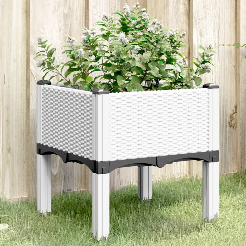 Vaso/floreira de jardim c/ pernas 40x40x42 cm PP branco-Vasos e floreiras-Home Retail