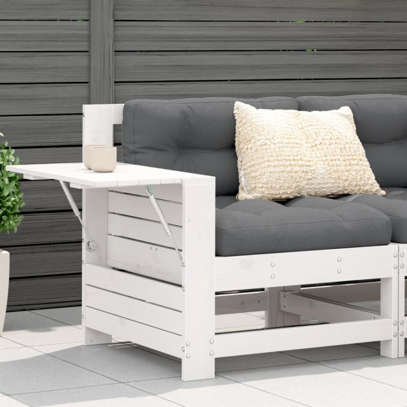 Sofá de jardim com almofadão madeira de pinho maciça branco-Sofás para exterior-Home Retail