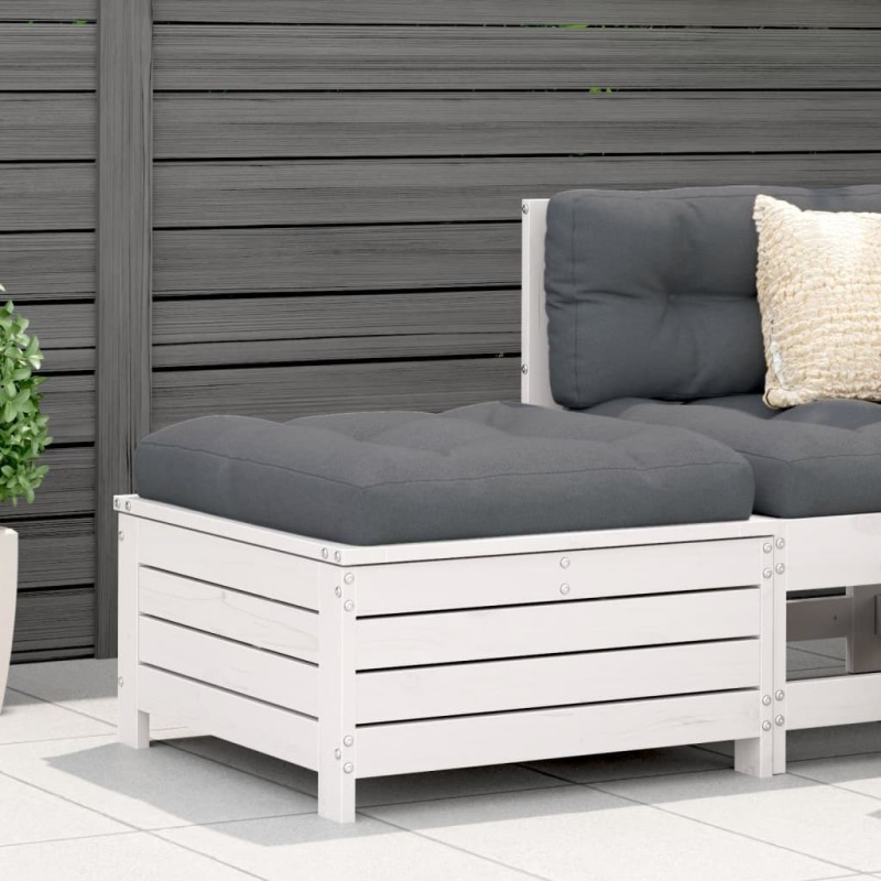 Apoio pés para jardim 62x63,5x32 cm pinho maciço branco-Sofás para exterior-Home Retail