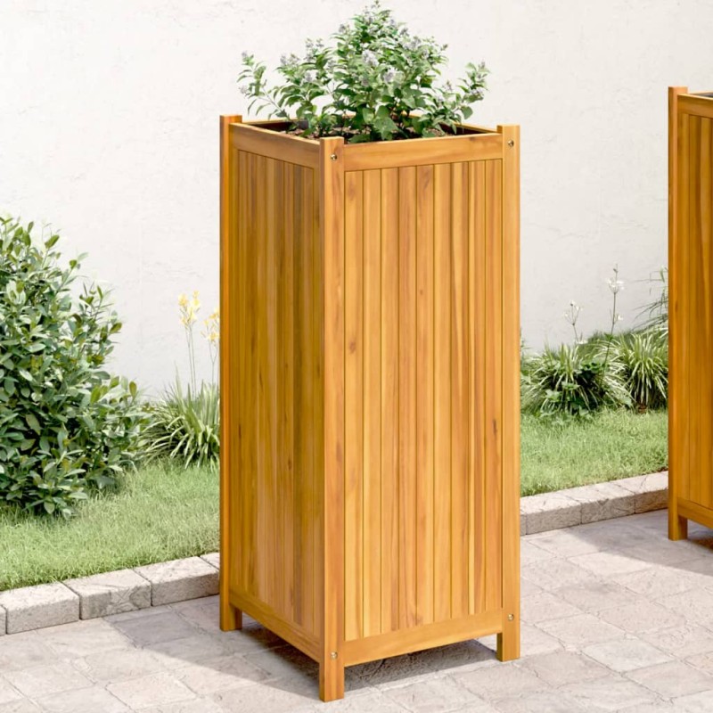 Vaso/floreira de jardim com forro 42x42x100 cm acácia maciça-Vasos e floreiras-Home Retail