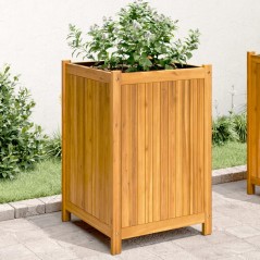 Vaso/floreira de jardim com forro 50x50x75 cm acácia maciça