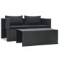 6 pcs conjunto lounge de jardim c/ almofadões vime PE preto