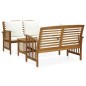 3 pcs conjunto lounge de jardim c/ almofadões acácia maciça