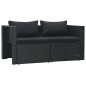 6 pcs conjunto lounge de jardim c/ almofadões vime PE preto