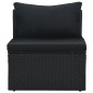 6 pcs conjunto lounge de jardim c/ almofadões vime PE preto