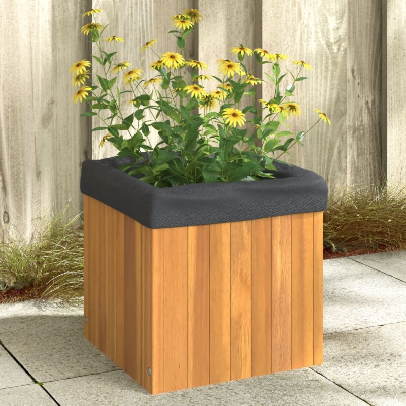 Vaso/floreira de jardim 35x35x35 cm madeira de acácia maciça-Vasos e floreiras-Home Retail