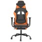 Cadeira gaming c/ apoio p/ pés couro artificial preto e laranja