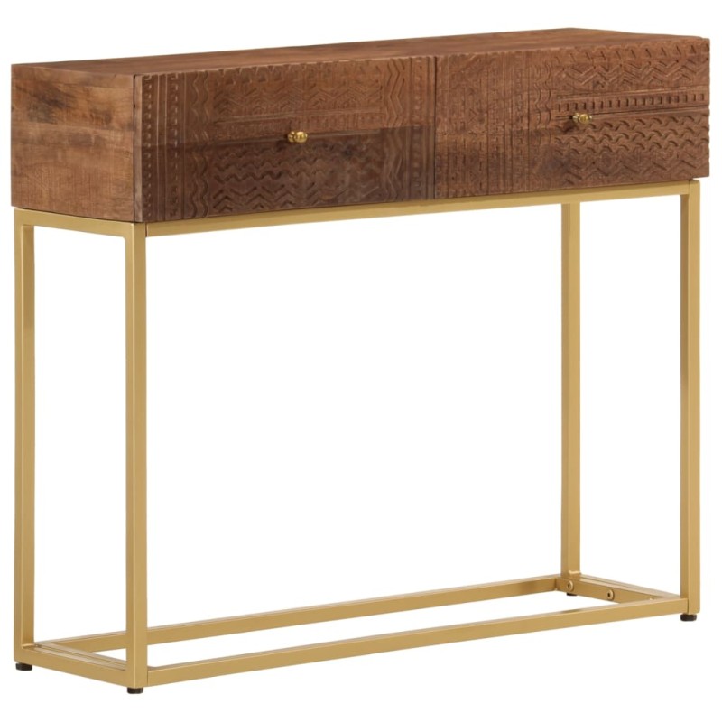 Mesa consola 90x30x76 cm madeira de mangueira maciça e ferro-Mesas de apoio-Home Retail