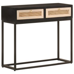 Mesa consola 90x30x76 cm mangueira maciça e ferro preto