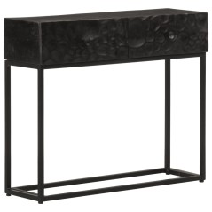 Mesa consola 90x30x76 cm mangueira maciça e ferro preto