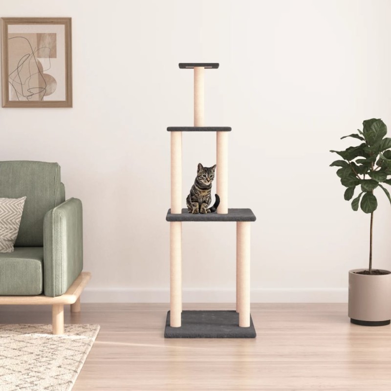 Árvore p/ gatos c/ postes arranhadores sisal 149cm cinza-escuro-Móveis para gatos-Home Retail