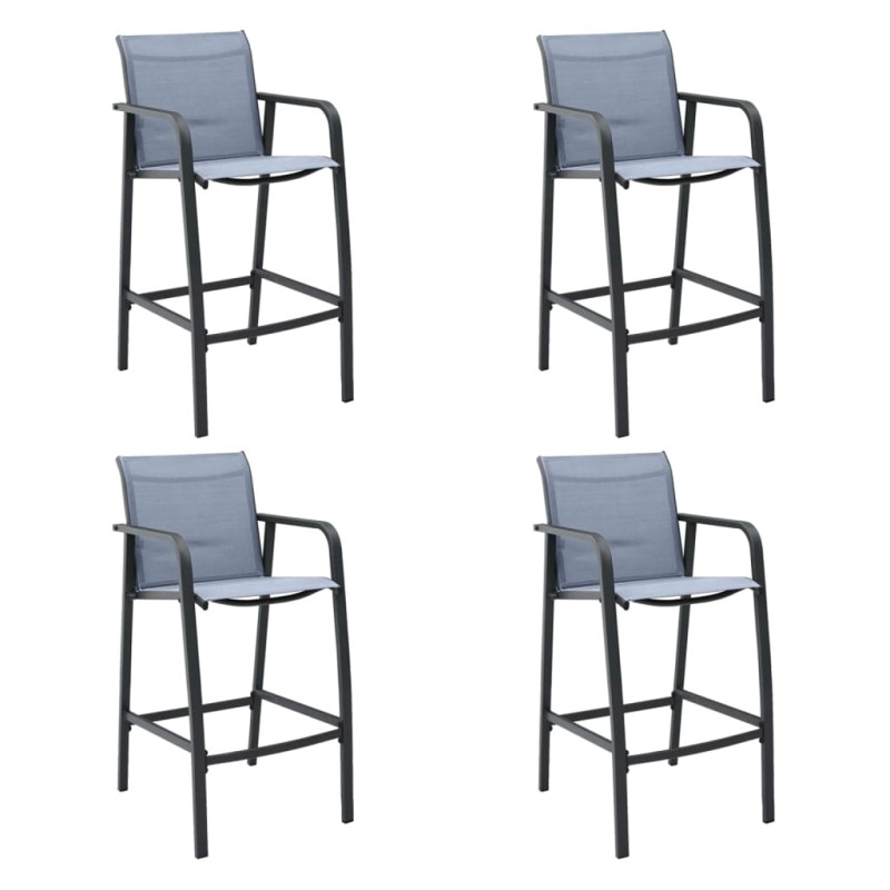 Cadeiras de bar para jardim 4 pcs textilene cinzento-Cadeiras de jardim-Home Retail