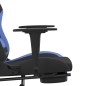 vidaxL Cadeira de gaming com apoio para os pés tecido preto e azul