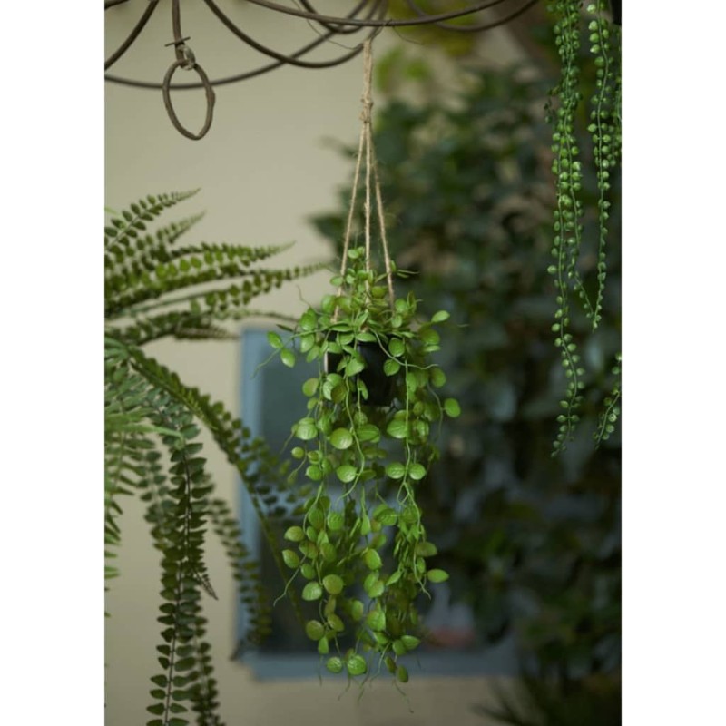 Emerald Ceropegia artificial suspensa com vaso 50 cm-Flores sintéticas-Home Retail