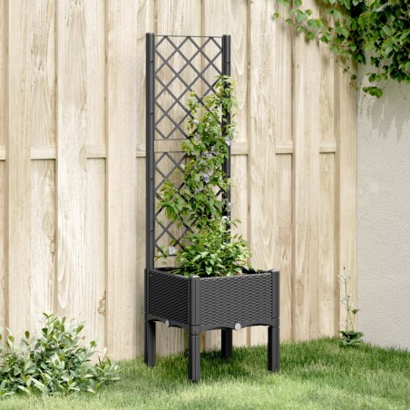 Vaso/floreira de jardim c/ treliça 40x40x142 cm PP preto