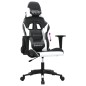 Cadeira gaming couro artificial preto e branco