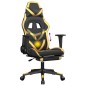 Cadeira gaming c/ apoio pés couro artificial preto e dourado