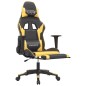 Cadeira gaming c/ apoio pés couro artificial preto e dourado