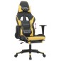 Cadeira gaming c/ apoio pés couro artificial preto e dourado