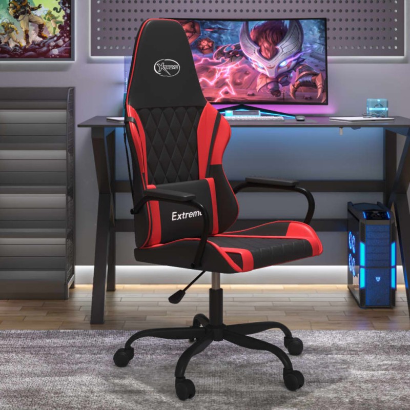 Cadeira de gaming couro artificial preto e vermelho-Cadeiras de jogo-Home Retail