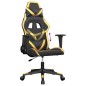 Cadeira gaming couro artificial preto e dourado