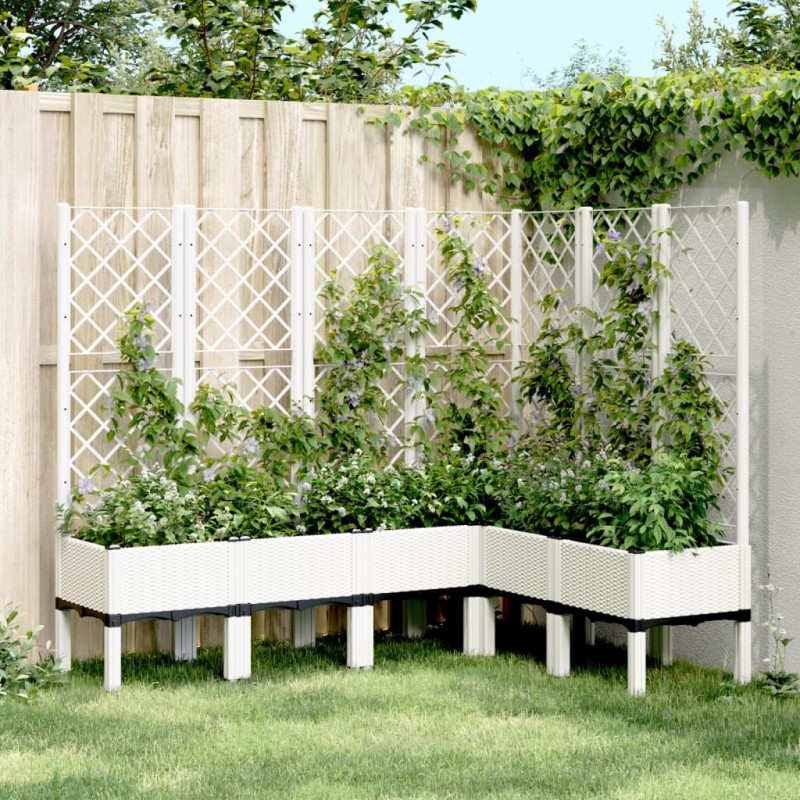 Vaso/floreira de jardim c/ treliça 160x120x142 cm PP branco-Vasos e floreiras-Home Retail