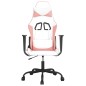 Cadeira gaming couro artificial branco e rosa