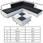 6 pcs conjunto lounge de jardim c/ almofadões vime PE branco