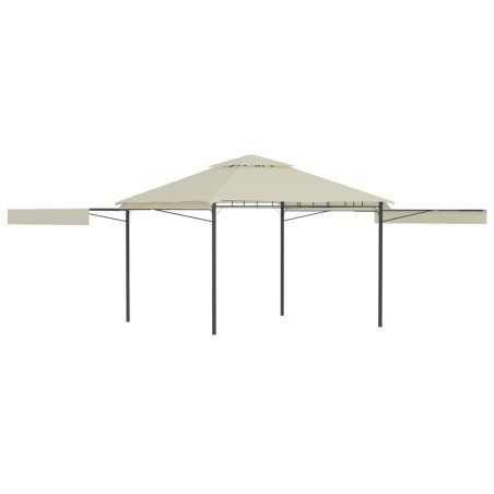 Gazebo com toldos duplos extensíveis 3x3x2,75 m 180 g/m² creme