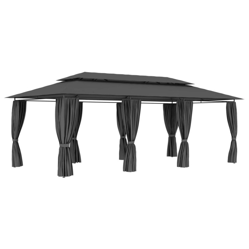 Gazebo com cortinas 600x298x270 cm antracite-Toldos e gazebos-Home Retail