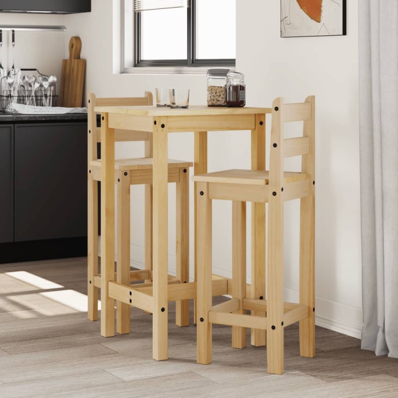 3 pcs conjunto de bar pinho maciço-Conjuntos de móveis para cozinha e sala de jantar-Home Retail