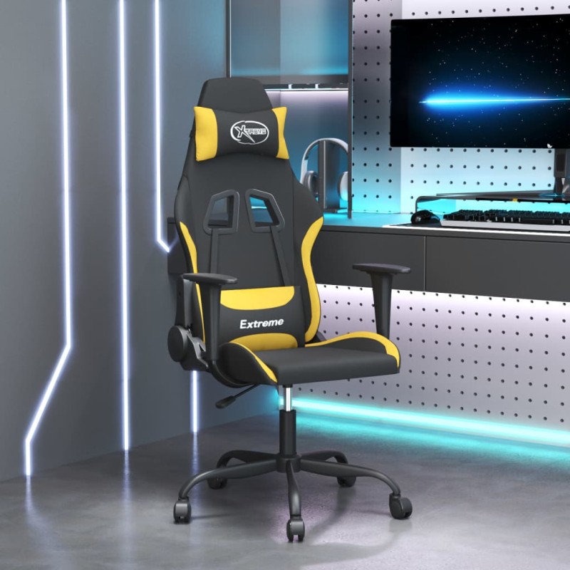 Cadeira de gaming tecido preto e amarelo-Cadeiras de jogo-Home Retail