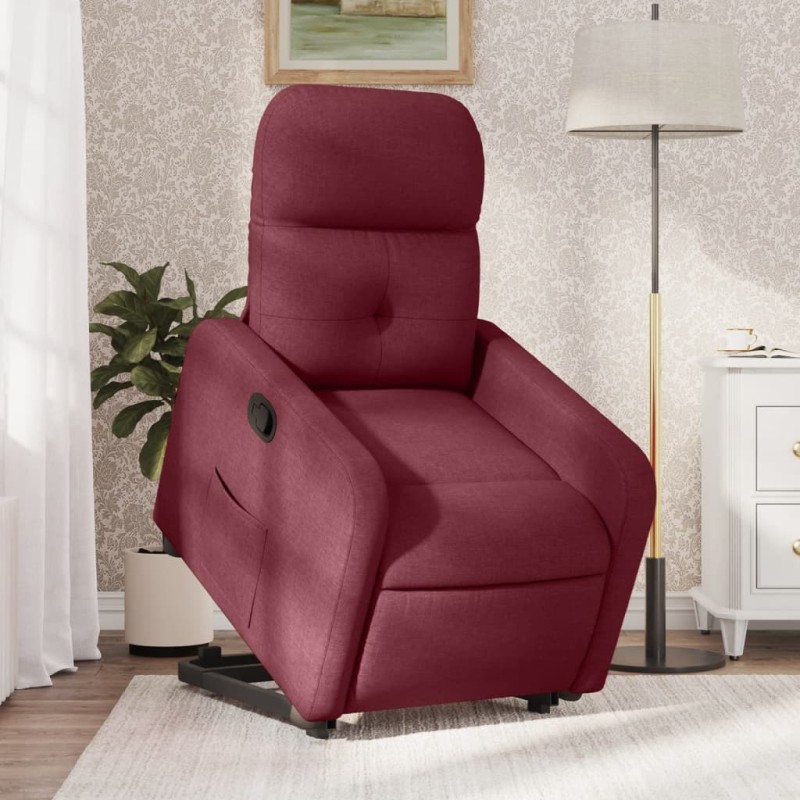 Poltrona reclinável elevatória tecido vermelho tinto-Poltronas-Home Retail