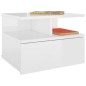 Mesa de cabeceira suspensa 2 pcs 40x31x27 cm branco brilhante