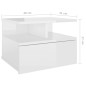 Mesa de cabeceira suspensa 2 pcs 40x31x27 cm branco brilhante