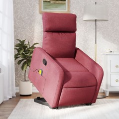 Poltrona de massagens reclin. elevatória tecido vermelho tinto