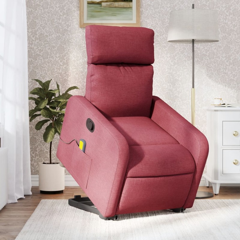 Poltrona de massagens reclin. elevatória tecido vermelho tinto-Poltronas-Home Retail