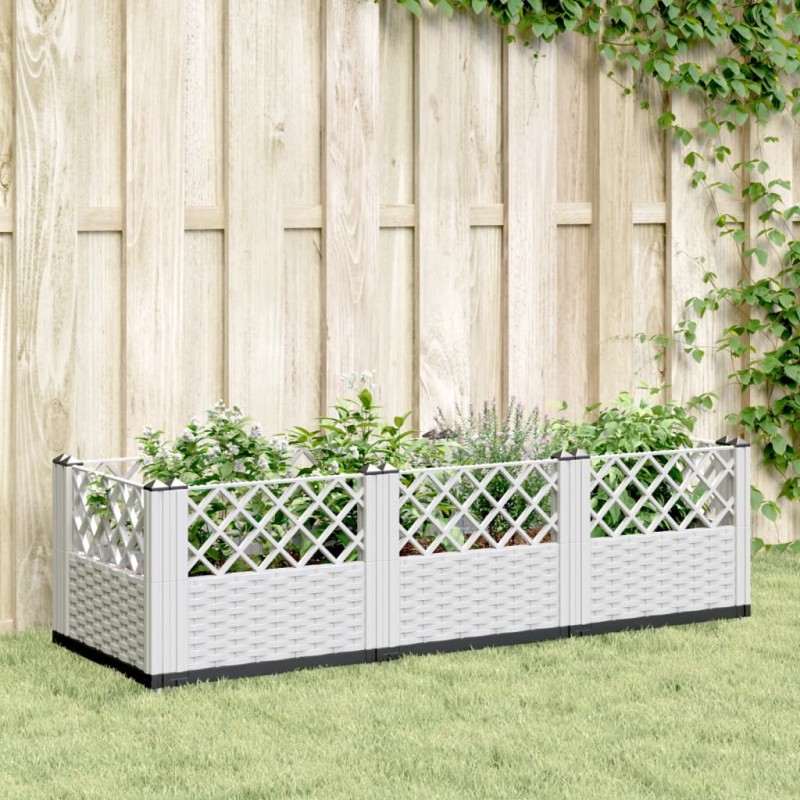 Vaso/floreira de jardim c/ estacas 123,5x43,5x43,5 cm PP branco-Vasos e floreiras-Home Retail