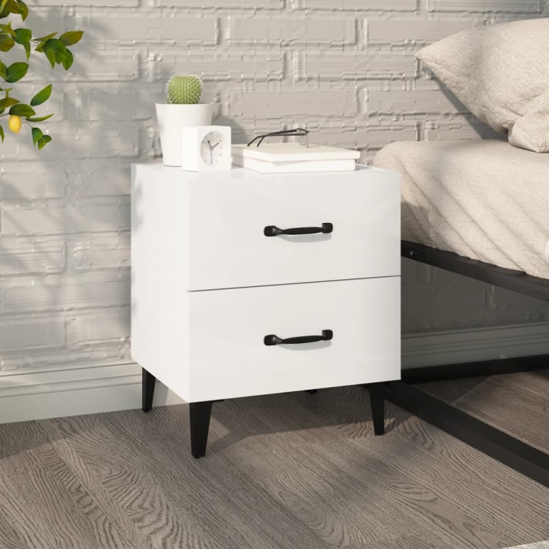 Mesa de cabeceira 40x35x47,5 cm branco brilhante-Mesas-de-cabeceira-Home Retail