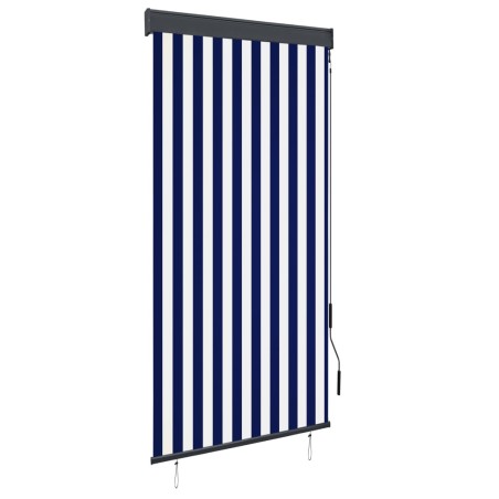 Estore de rolo para exterior 100x250 cm azul e branco