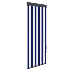 Estore de rolo para exterior 60x250 cm azul e branco