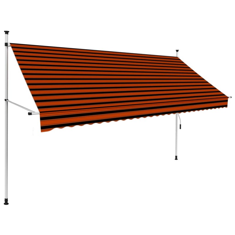 Toldo retrátil manual 300 cm laranja e castanho-Toldos para janelas e portas-Home Retail