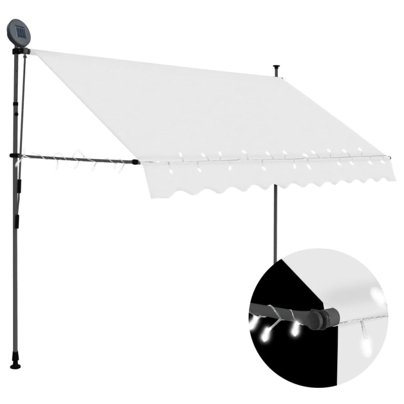 Toldo retrátil manual com LED 300 cm creme-Toldos para janelas e portas-Home Retail