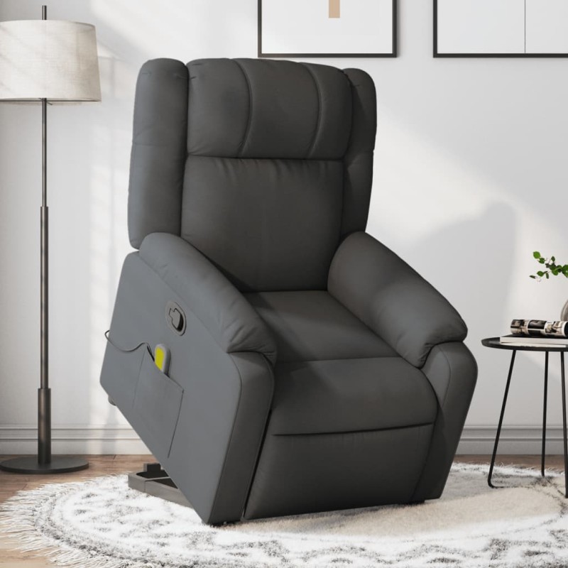 Poltrona elevatória de massagens tecido cinzento-escuro-Poltronas-Home Retail