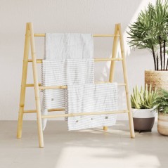 Toalheiro de escada duplo com 4 degraus 90x50x100 cm bambu