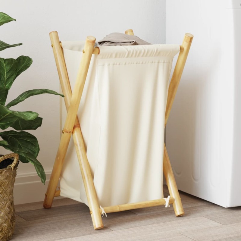 Cesto de roupa 41,5x36x63,5 cm bambu branco nata-Cestos para lavandaria-Home Retail