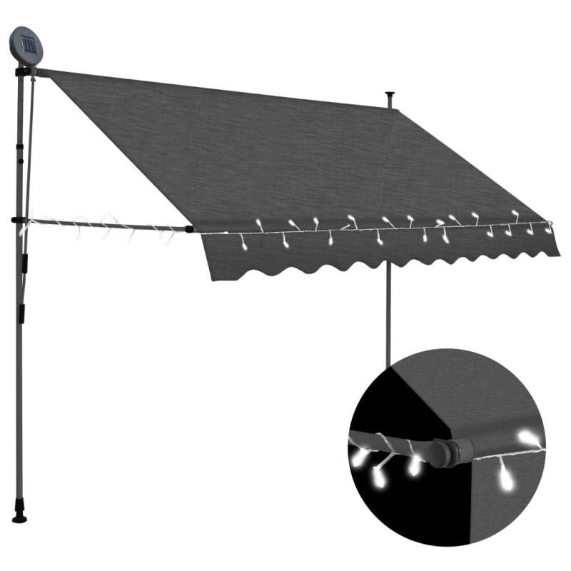 Toldo retrátil manual com LED 250 cm antracite-Toldos para janelas e portas-Home Retail