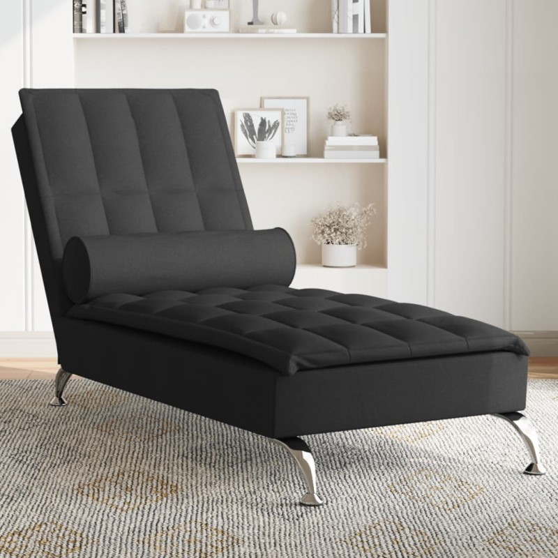 Chaise lounge de massagem com rolo tecido preto-Cadeiras de descanso-Home Retail