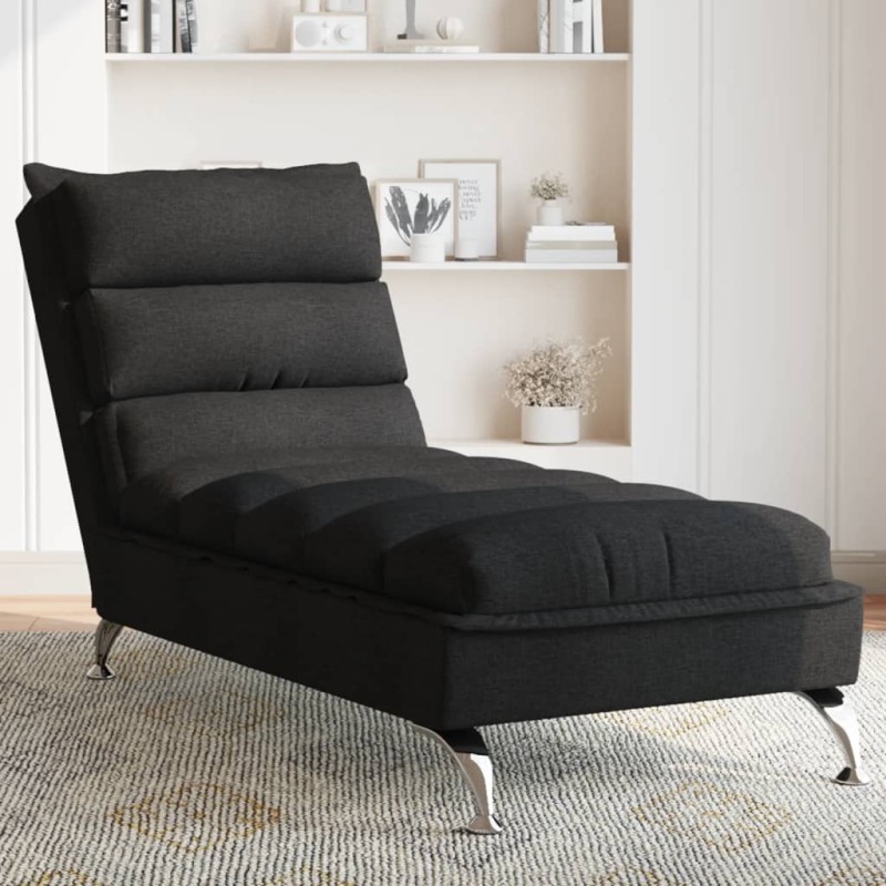 Chaise lounge com almofadões tecido preto-Cadeiras de descanso-Home Retail