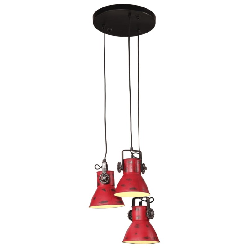 Candeeiro suspenso 25 W 30x30x100 cm E27 vermelho desgastado-Candeeiros-Home Retail